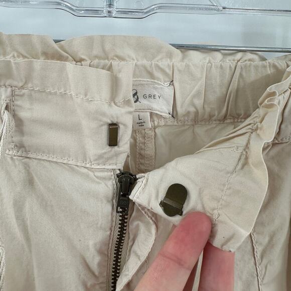 Lou & Grey Tan Cotton Elastic Drawstring Waist Pocket Cropped Pants Size Large - Picture 3 of 16